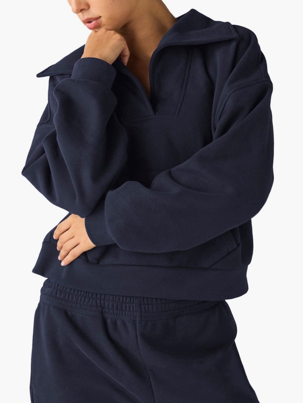NWT beyond yoga navy collared sweater